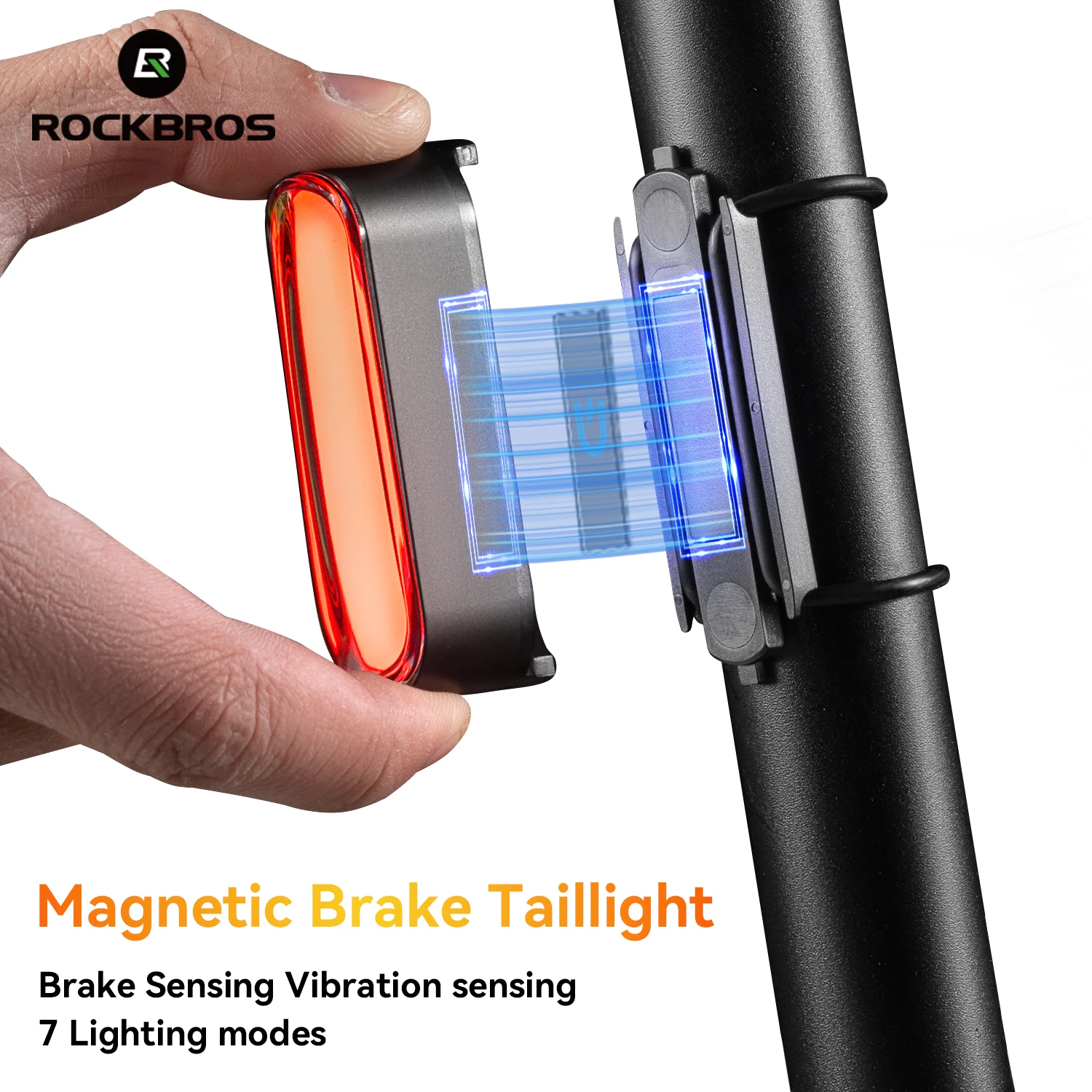 ROCKBROS Bicycle Smart Rear Light IPX6 Waterproof Magnetic Tail Light 7 Lighting Modes Brake Sensor Mini Light Bike Accessories