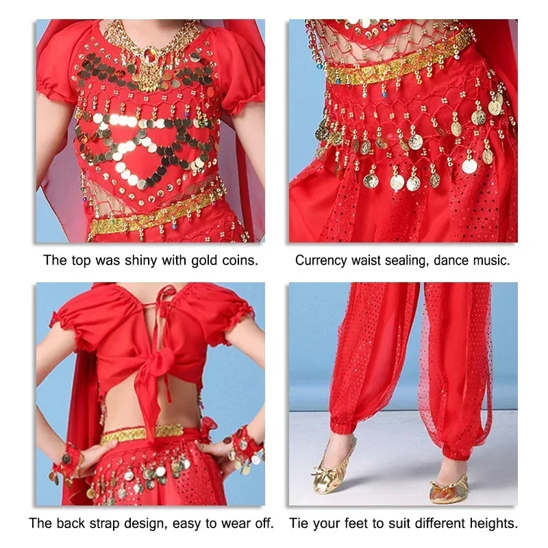 เด็กใหม่บอลลีวูดอินเดีย Belly Dance เครื่องแต่งกายชุด Oriental Bellydance สาว Dancer Top Bandage ชุดผ้าพันคอสะโพกเหรียญเสื้อผ้า