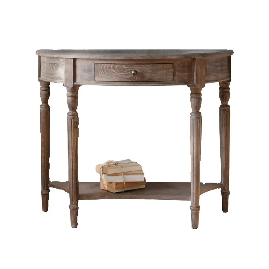 

Foreign trade export ins American country solid wood walnut color desk porch table side table retro dresser brown
