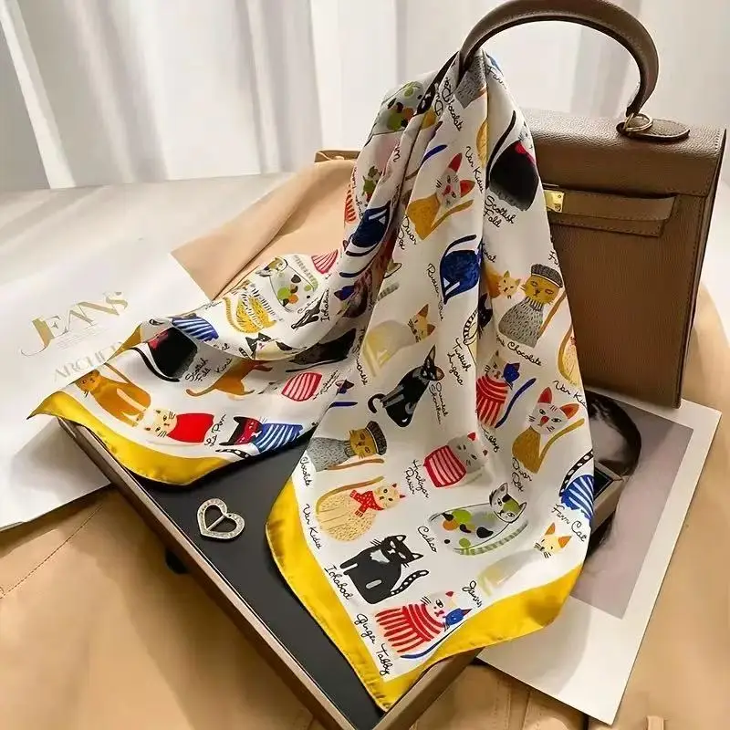 Silky 68x68cm Square Scarf – Stylish & Soft, Multipurpose Head Cover & Elegant Neck Wrap Stylish Print, Silky Soft & Versatile image 4