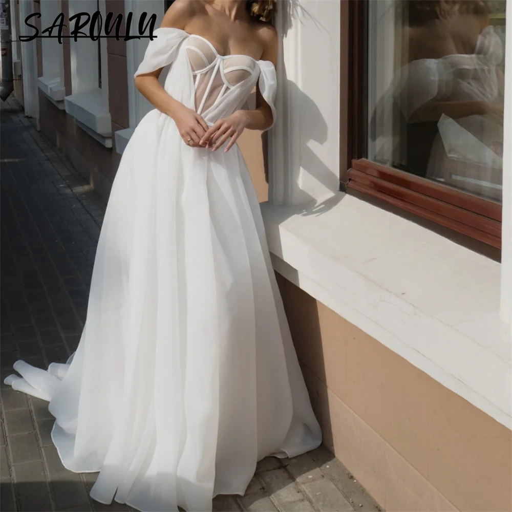 

Chic Chiffon Simple Wedding Dress Princess Off The Shoulder Sweetheart A-line Bridal Gown For Wedding Party Backless Bride Dress