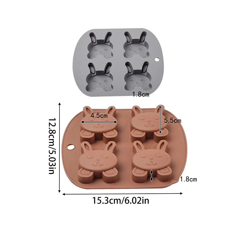 Silicone Coelho Fondant Bolo Mold, DIY Vela Modelo, Bolo De Chocolate, Mousse Cake Decor, Sobremesa De Cozimento, Novo, 4-Cavity