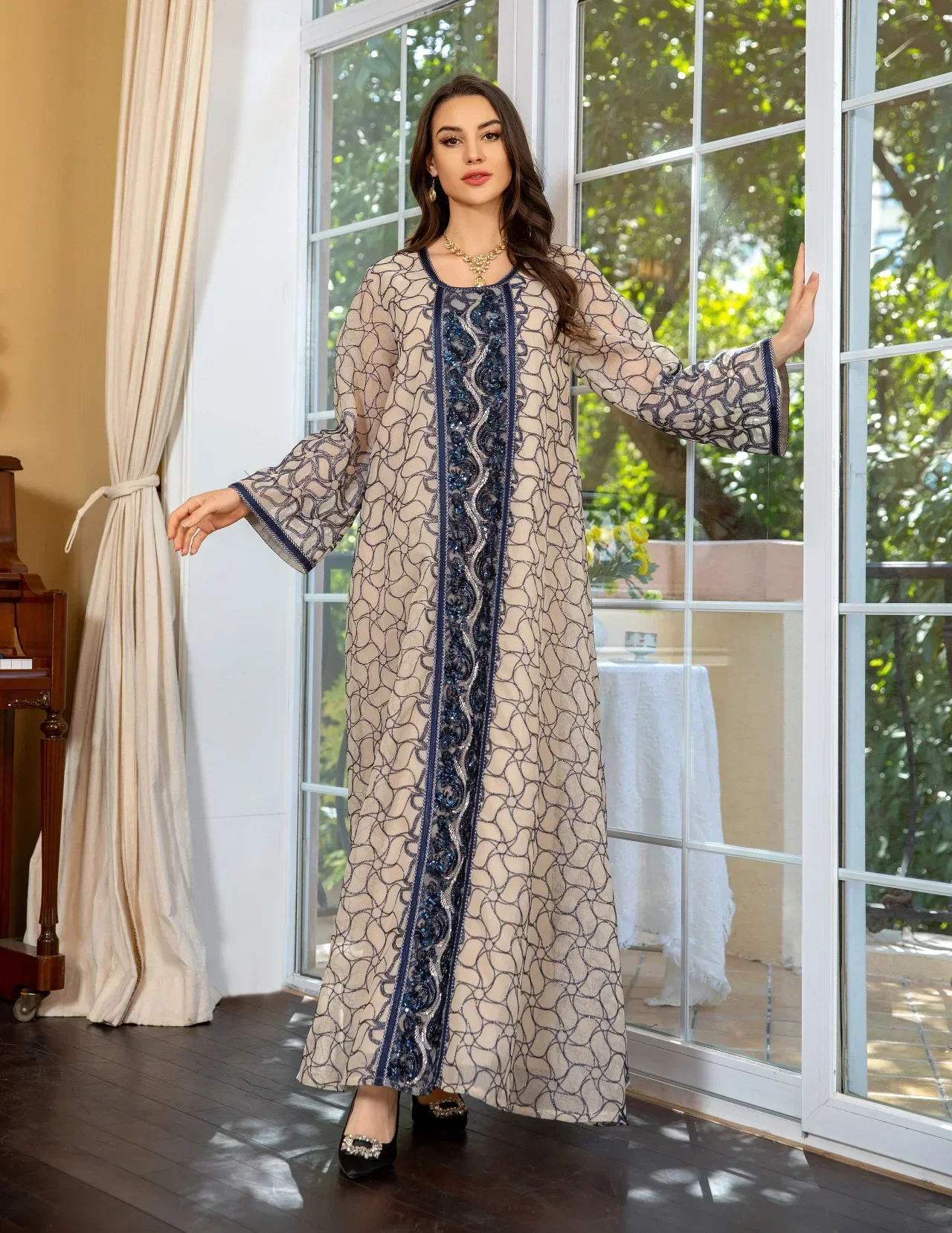 Robe Maxi brodée de paillettes musulmanes pour femmes, Abaya de dubaï Eid Djellaba, Robe Jalabiya islamique, caftan arabe saoudien, Ramadan Abayas
