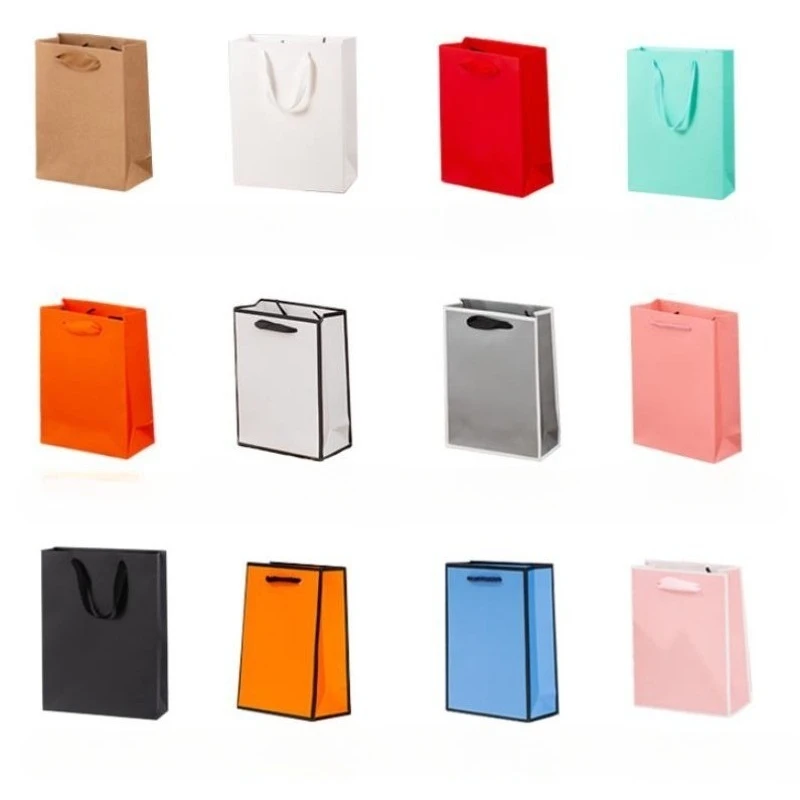 

10pcs Brown Black Red white Kraft Paper Bags with Handles Bulk Small Paper Gift Bags Small Business Colth Shopping Bags Xmas
