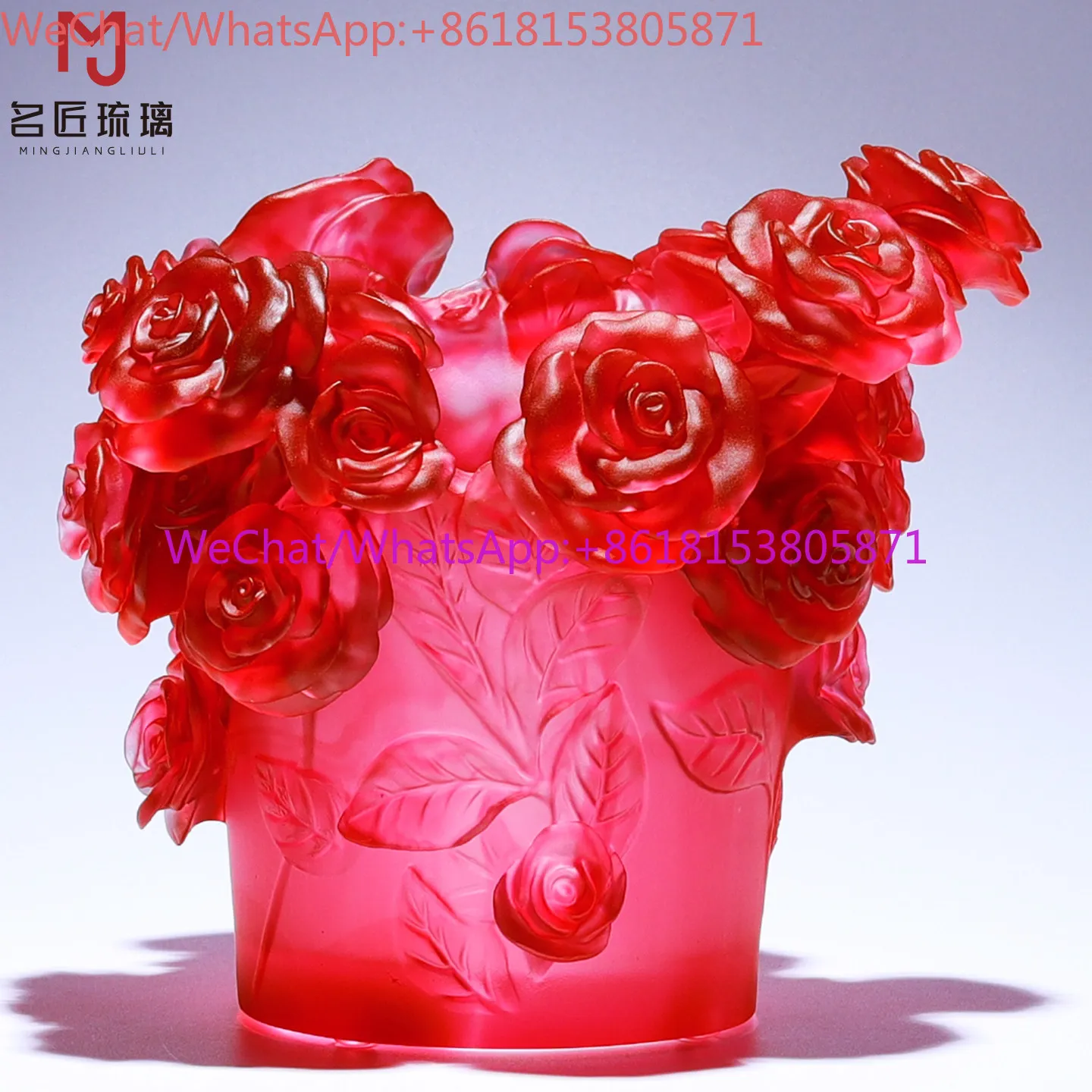 Ancient glazed rose candlestick vase ornament household living room table decoration