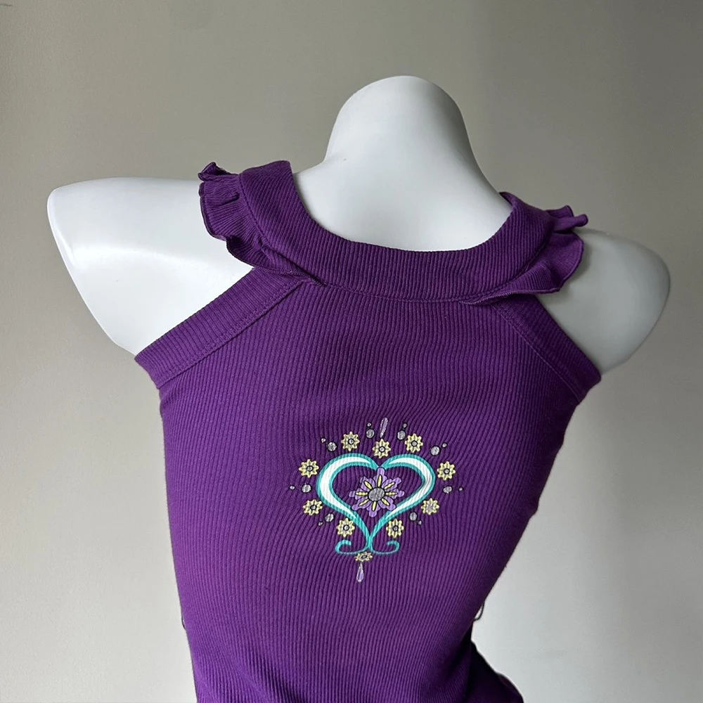 

Vintage Printed Sexy Y2K Harajuku Hot Girl Printed Tank Top 2000S Summer Korean Fashion Elegant Sweet Sleeveless Top New Style