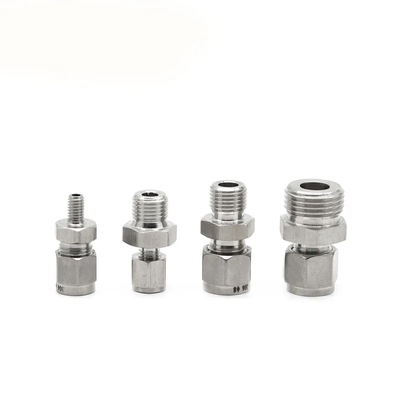 M10 14 16 20 Metric Male  Fit  6 8 10 12mm OD Tube Double Ferrule Compression Union Connector 304 Stainless Steel Water Gas Fuel