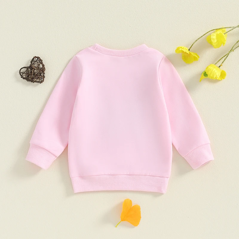 Kids Letter Embroidered Sweatshirt Long Sleeve Round Neck Casual Pullover Tops for Girl Boy