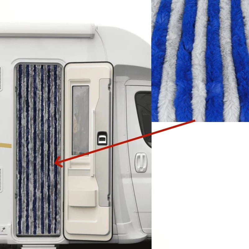ديلوكس فو فرو المنك قافلة دخول ستارة الباب قابل للغسل أزرق رمادي 56X185 سم الشتاء قافلة متنقل RV أجزاء الملحقات #1