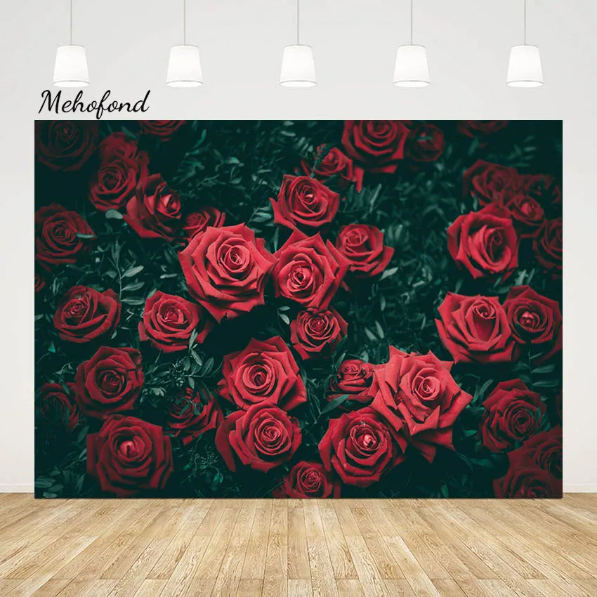 

Mehofond Rose Flower Wedding Photography Backdrop Bridal Shower Valentine's Day Floral Decor Background Photocall Studio Props