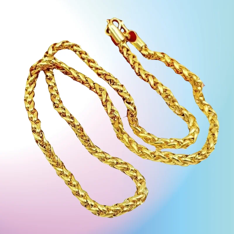 

new 9999 Real Gold 24K Real Gold Necklace Men's and Women's Gold Fashion Real Jewelry Hollow Chain