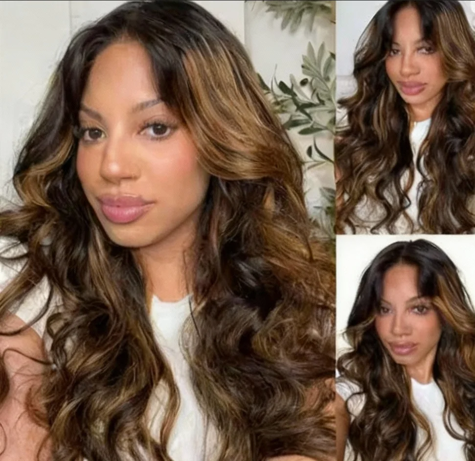 

PB/30 Ombre Highlighted Wavy 13x4 Lace Front Wig16-32inches Highlighted Colored Glueless Lace Wig Human Hair Wig for Black Women