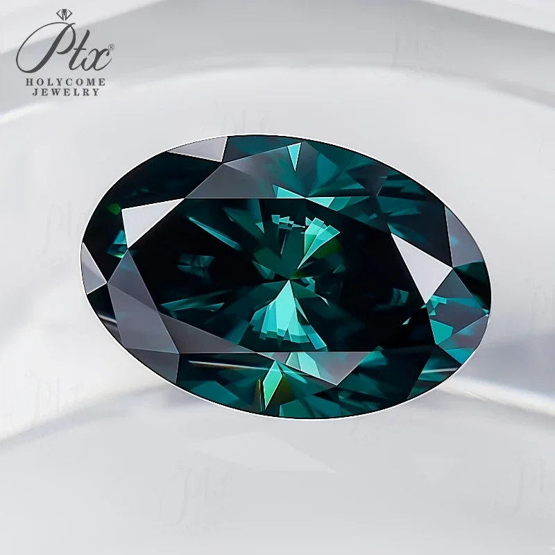 Moissanite Oval Shape Green Color 0.1-18CT Brilliant Cut VVS1 ​Factory Wholesale DIY Ring Necklace Earrings Main Materials Beads