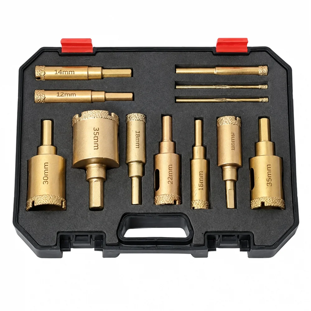 12Pcs Diamond Drill Bit Set 6-35mm Hole Saw Kit for Glass Marble Granite Ceramic Tile Wet Drilling Faucet Installation gallery 2
