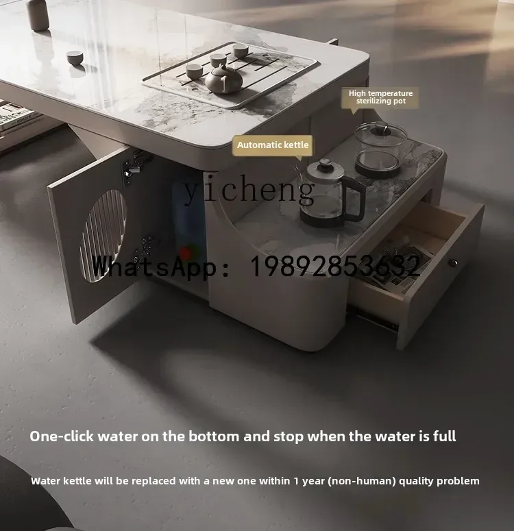 Light Luxury Tock Slab Telescopic Kung Fu Tea Table Tea Integrated Living Room Home High-end Tea Table
