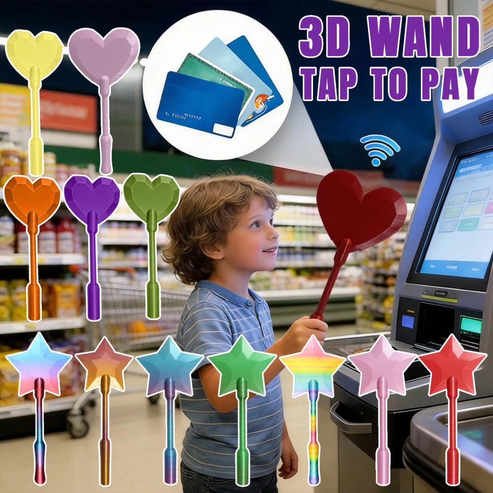 3D Printed Wand Tap to Pay Lightweight Magic Wand Contactless Payment Card Holder Star Tap-to-Pay Credit Card Wand Easy Checkout