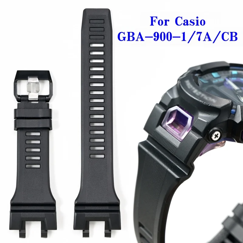 Watch Strap for Casio G-SHOCK GBA-900 TPU Resin Watch Band Black Special Interface Replacement Wristband with Tools