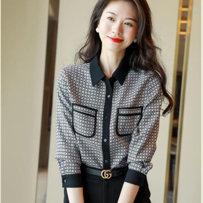 

Blouse female 2023 autumn new fashion Korean loose and thin temperament all-match commuting simple western style niche shirt