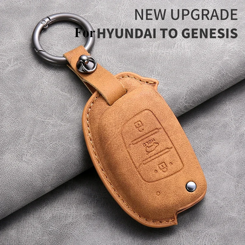 

Leather Car Flip Key Case Cover For Hyundai Grand I10 2023 I20 I30 IX35 IX45 HB20 Elantra Solaris Sonata Santa Fe Sport Tucson