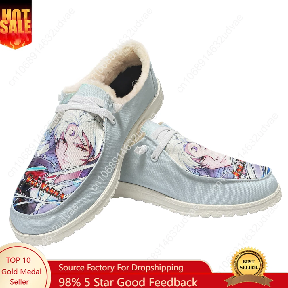 

Inuyasha Sesshomaru повседневная обувь плюшевая обувь на плоской подошве для мужчин и женщин дышащая повседневная домашняя и уличная легкая обувь обувь на заказ