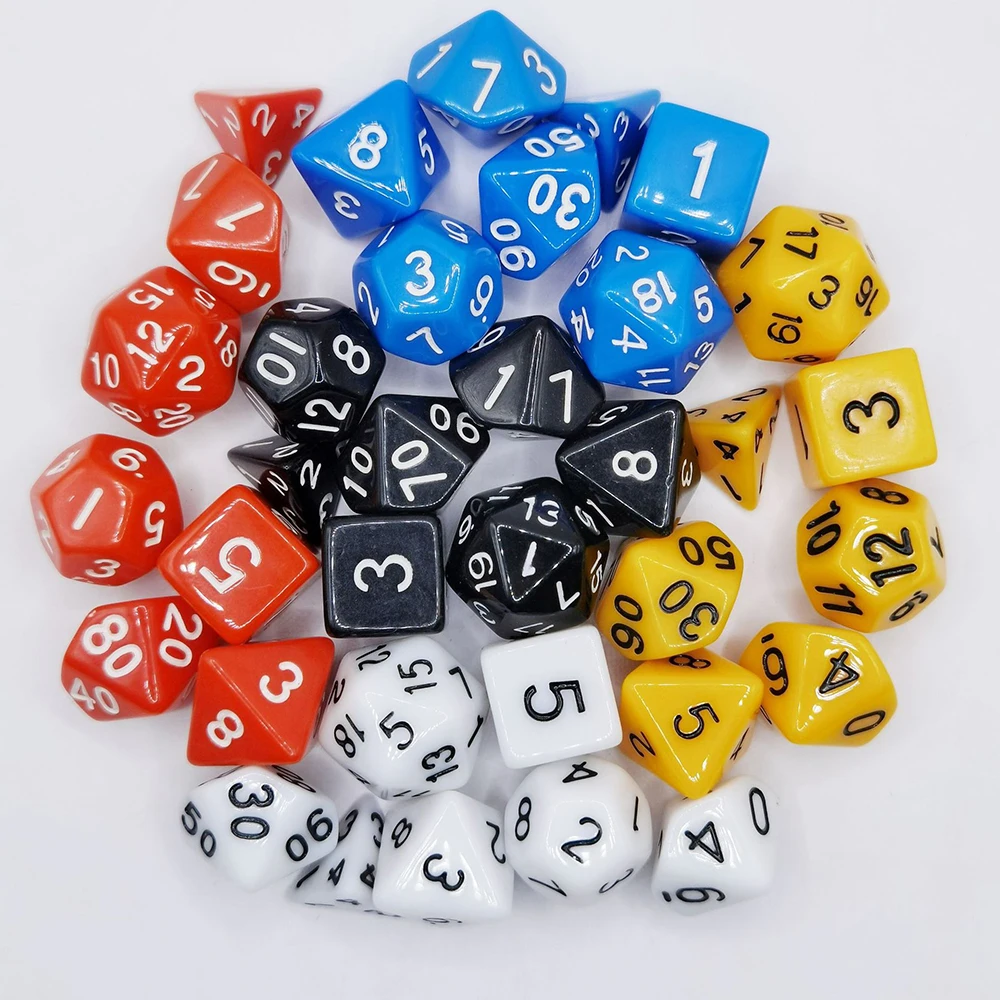 140/105/70Pcs DND Dice Set with Pouch Random Color Polyhedral Transparent Effect for DND RPG Role Playing Table Game Board Props
