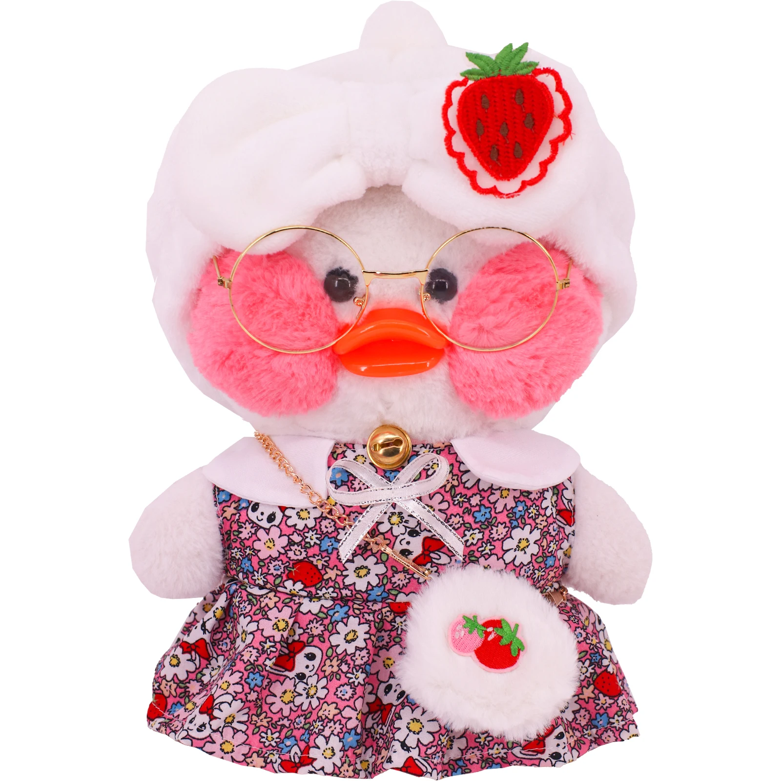 30Cm Doll Lalafanfan Clothes For Duck 2Set Kawaii Skirt Overalls For Yellow Duck Doll Clothes Plush Stuffed Toy lafa Accessories