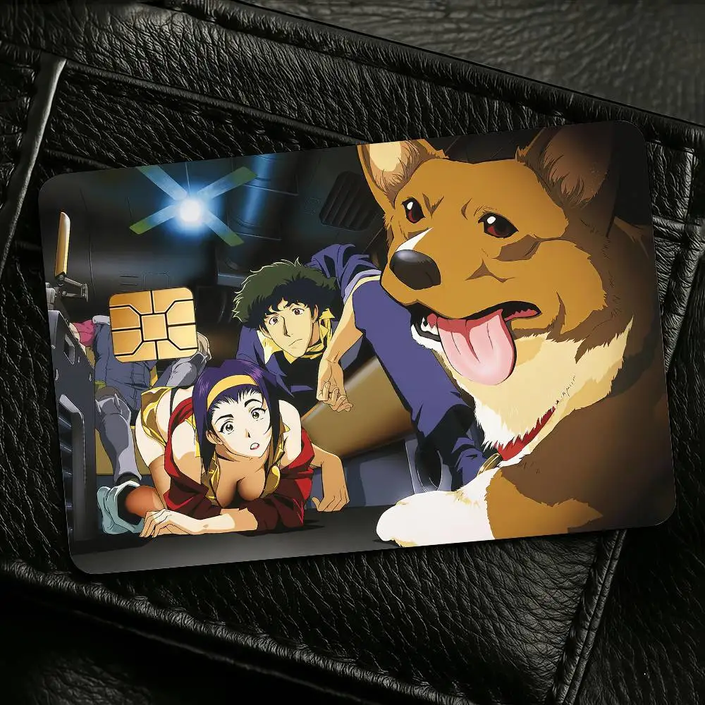 Anime C-CowboyES Cartoon B-BebopES Credit Skin Cover Card Stickers 4PCS Film Bus Pass Front Decoration Bank Debit Waterproof