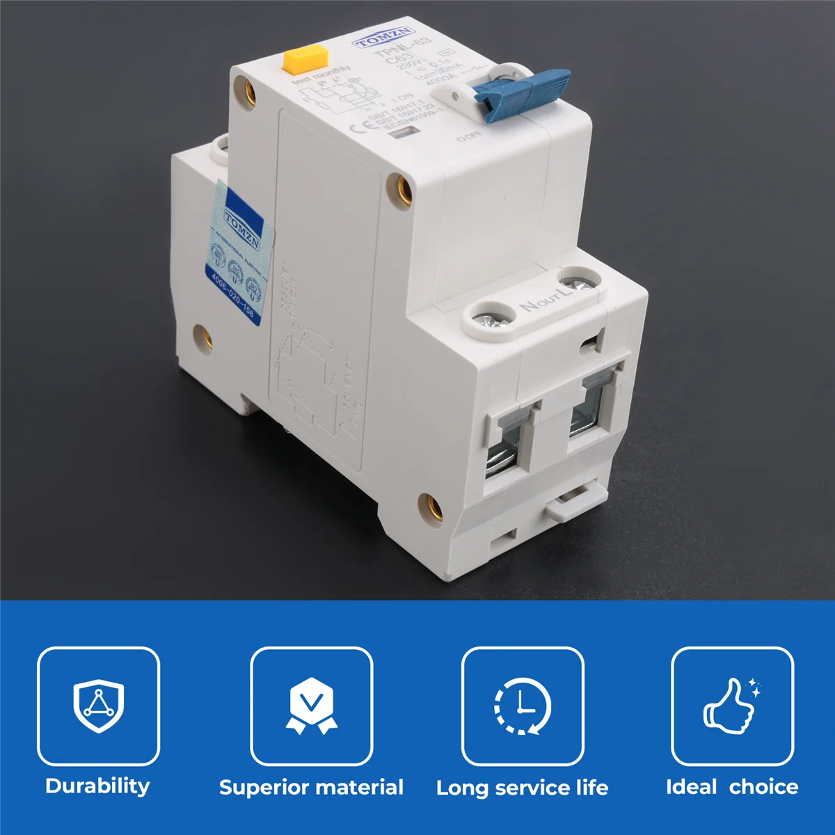 

DSAO TOMZN TPNL DPNL 230V 1P+N Residual Current Circuit Breaker with over and Short Current Protection RCBO MCB, TPNL 63A