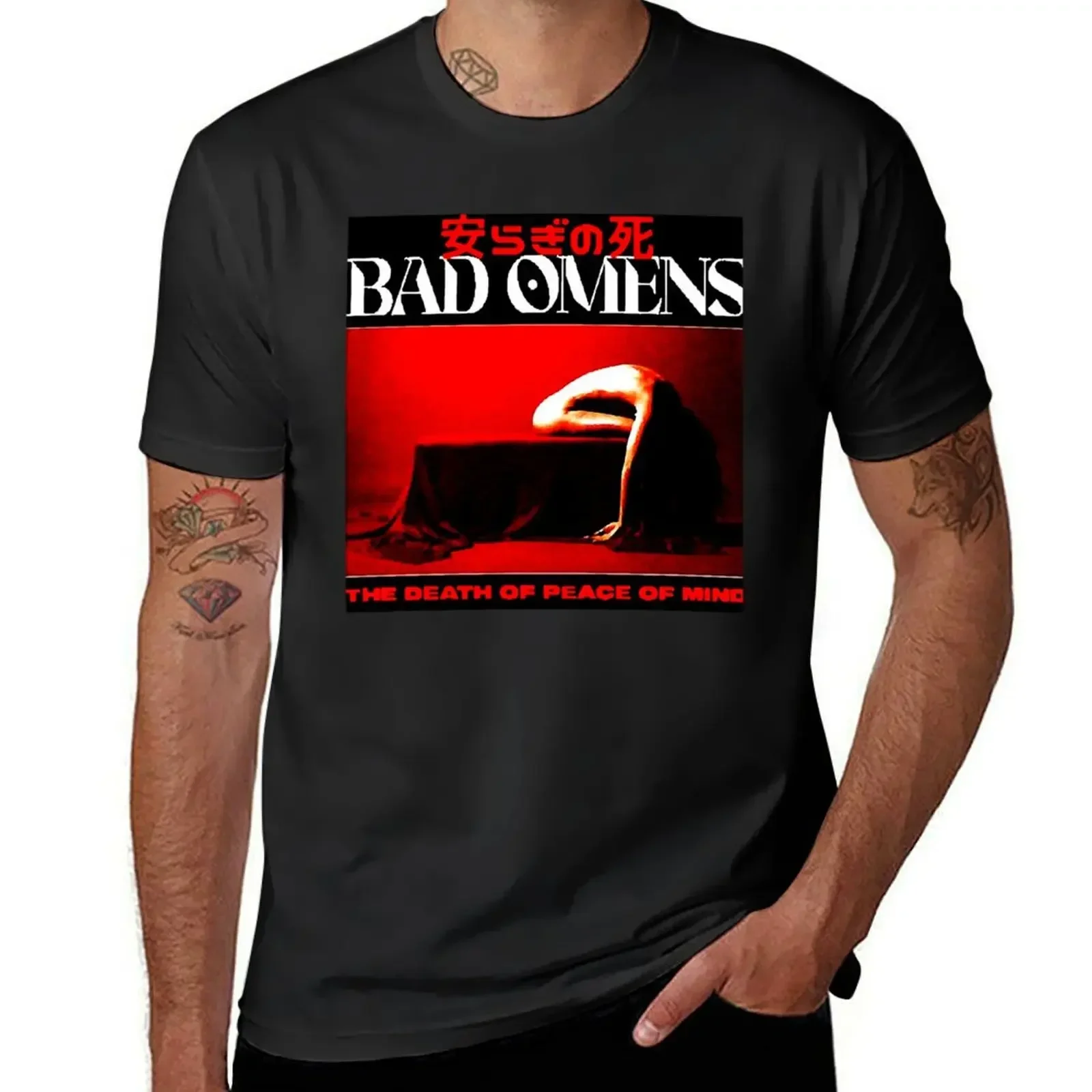 

bad omens THE DEATH OF PEACE OF MIND T-Shirt cheap stuff baggy shirts mens vintage t shirts