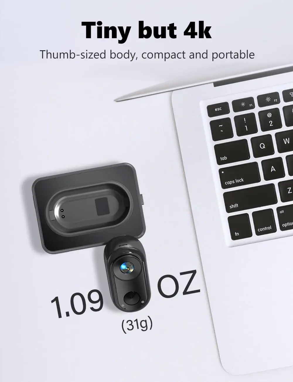 4K Mini POV Action Camera, Portable Wearable Thumb Body Cam, WiFi EIS 30M Waterproof Underwater, Hands-Free Audio Recording with Magnetic Mount for Vlogging Motorcycling view 2