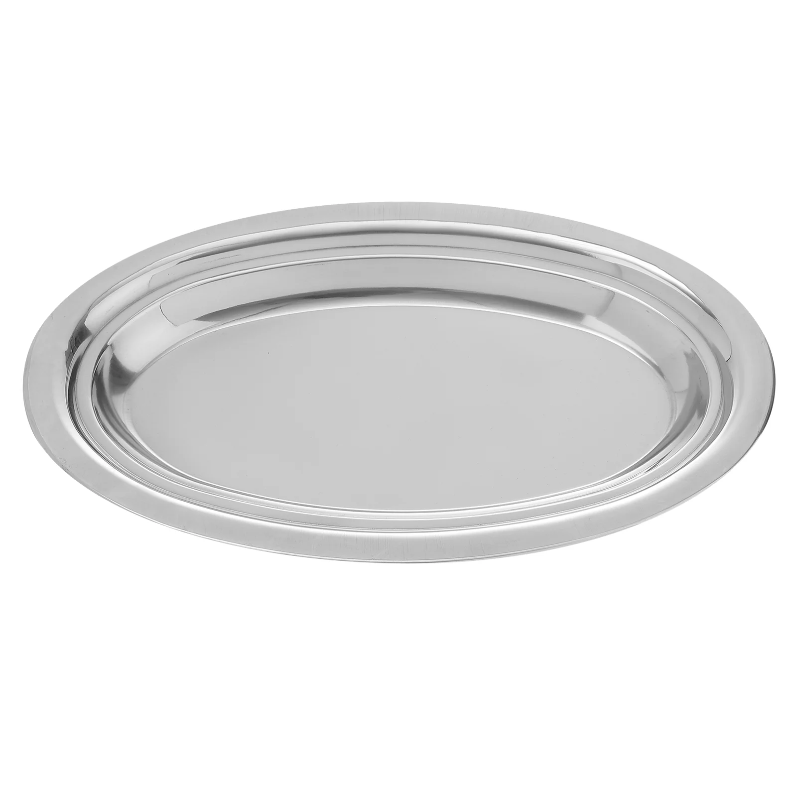 Decorate Oval Disk Child Tray Silver Salvers Stainless Steel Meat Server Plate Home Snack Dish