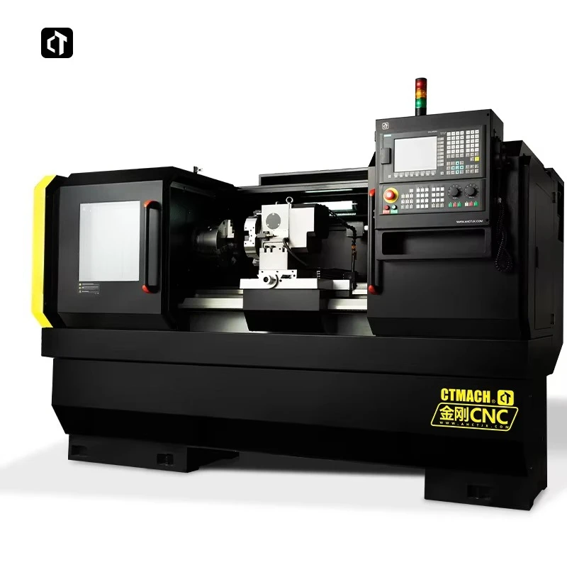 Tornio CNC industriale CTCNC40C per servizio medio Sistema 808D Portacoltelli elettrico Centro di tornitura con letto inclinato rigido orizzontale