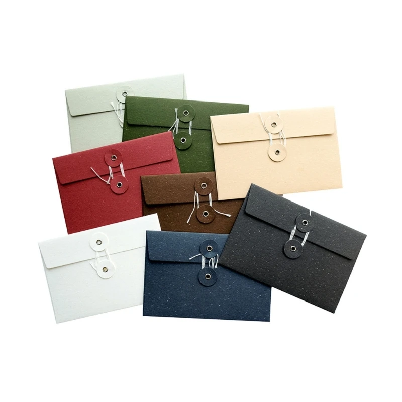 Pack of 10 Vintage Kraft Paper Envelopes with Button and String Perfect for Greeting Cards and Letter File Jacket Bags