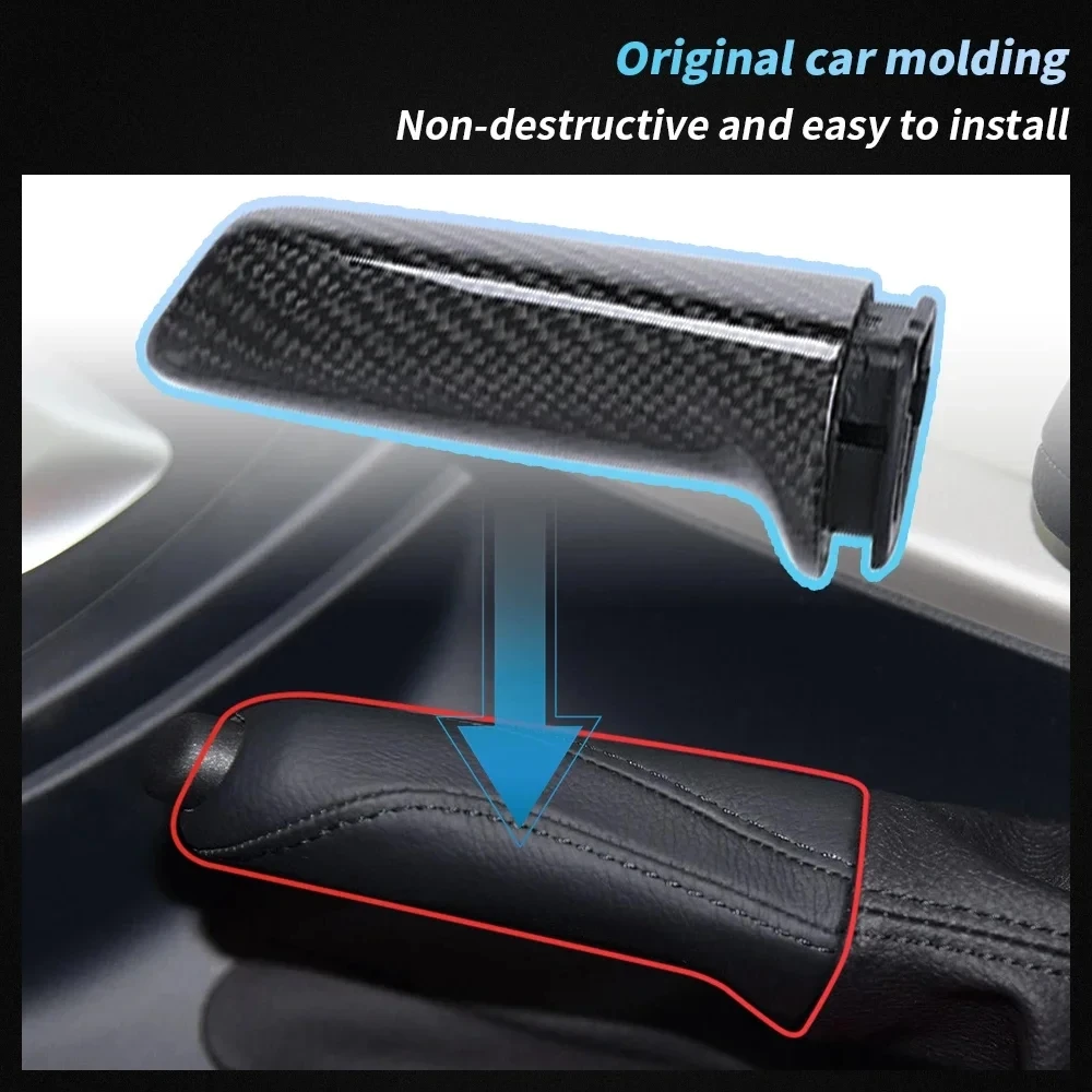 Car Carbon Fiber Interior Hand Brake Cover Sticker for BMW X1 1 2 3 4 Series GT M3 M4 E90 F20 F21 F30 F34 F32 F35 E84