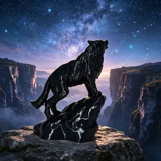 The statue of the howling wolf on the moon, a powerful desktop totem placed in offices, study rooms, or nature enthusiast spaces