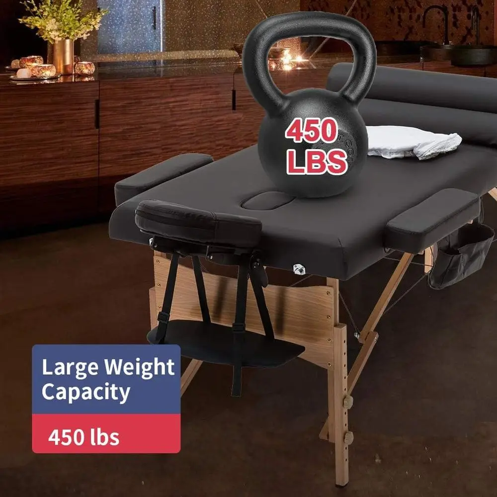 Lettino da massaggio portatile largo 28 con altezza regolabile, design pieghevole, porta asciugamani, custodia per olio e rinforzo semicircolare - Ideale