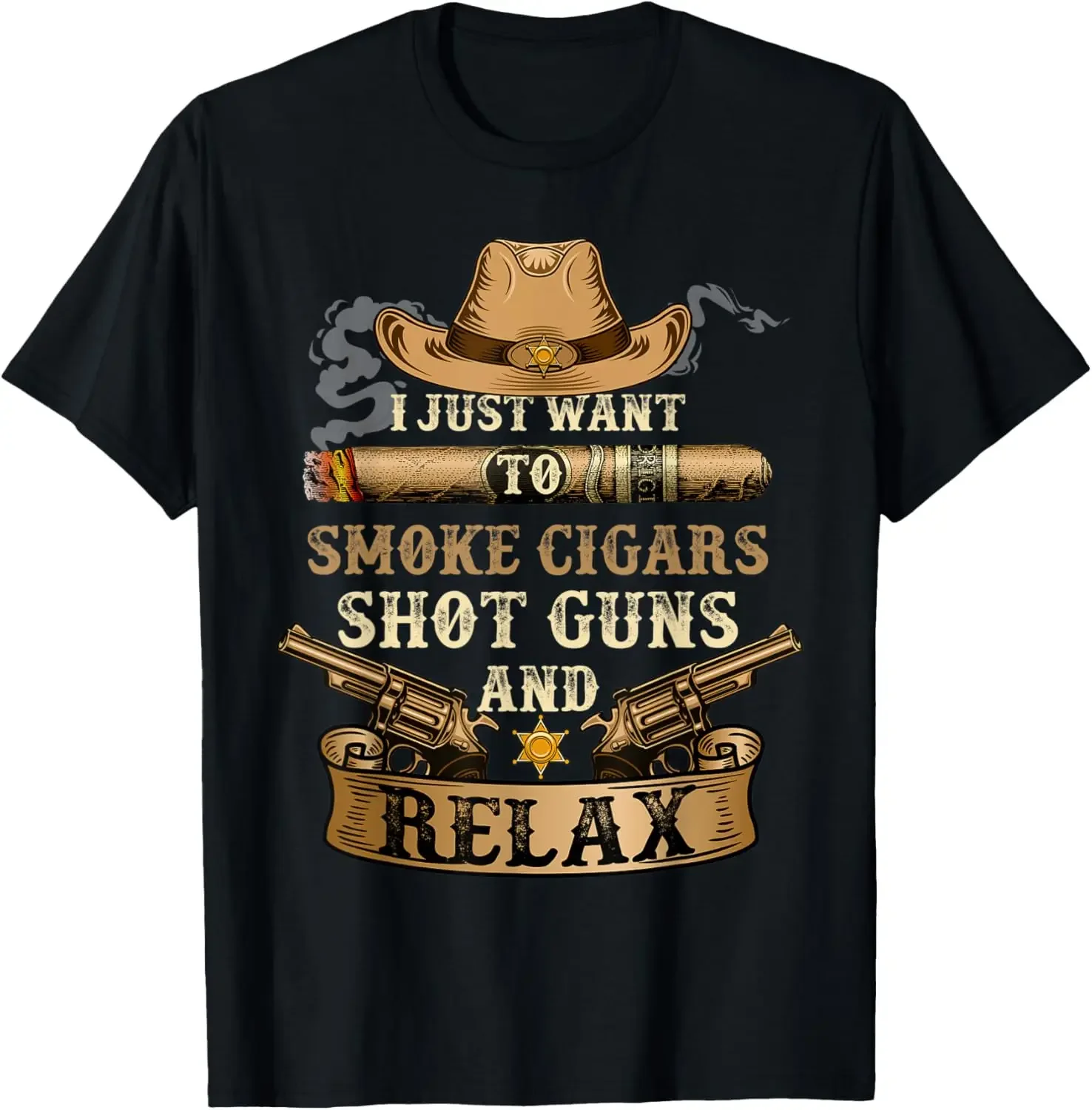 Fun Guns And Cigars Quote Patriotic Cowboy T-Shirt