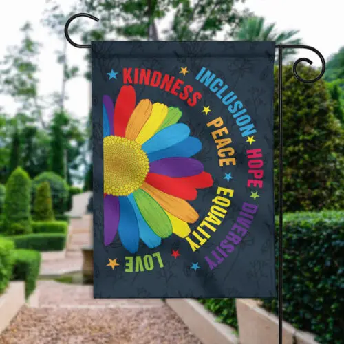 Kindness Peace Equality Love Inclusion Hope Diversity Flag, LGBT Sunflower Flag VVL YYX EEZ