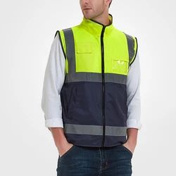 Motorfiets Veiligheidsvest Hoge Zichtbaarheid Nachtwaarschuwing High-Neck Veiligheidsvest Man Werkkleding Hi Vis Reflecterend Vest