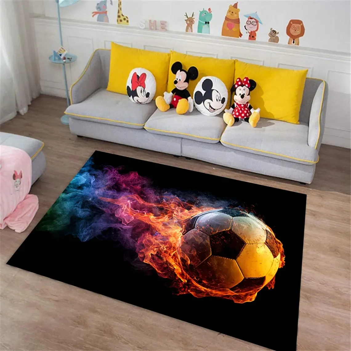 Soccer Ball Carpet Carpet for Living Room Bedroom Bedside Soft Foot Mat Balcony Area Pad Nordic Style Decor Rug