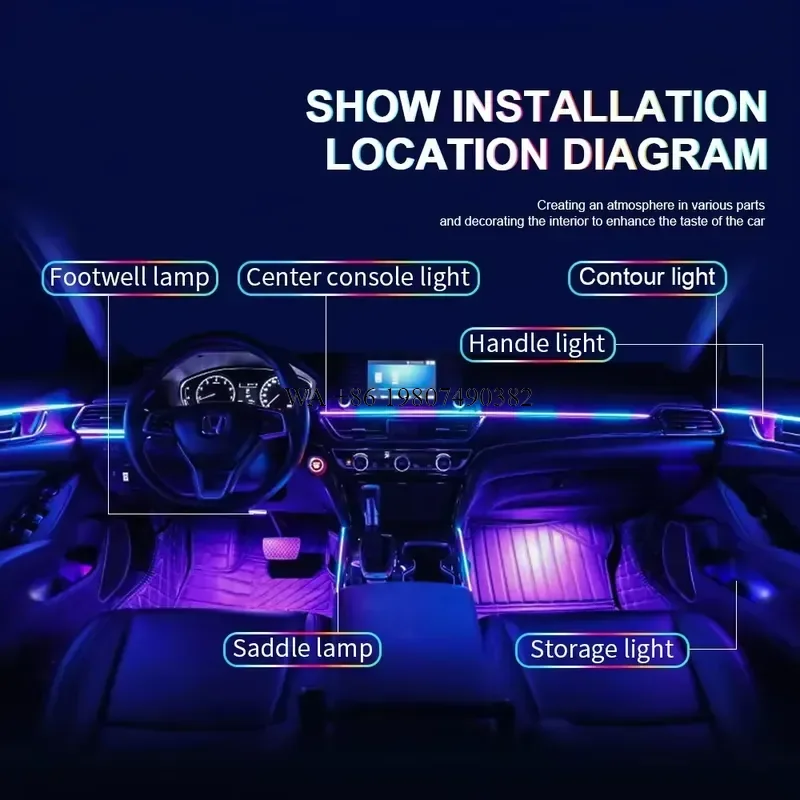 wmwmnu 4PCS LED Car Speaker Light Horn RGB Symphony 64 Color Acrylic Interior Ambient Atmosphere Decoration Upgrade 150MM