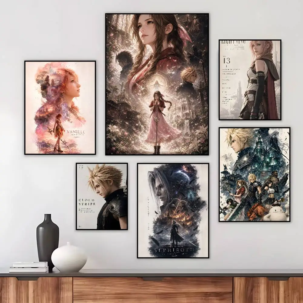 Black and White Classic Game Final Fantasy Poster Canvas Advanced Aesthetic Printing Paper Wall Art for Living Room Home Decor