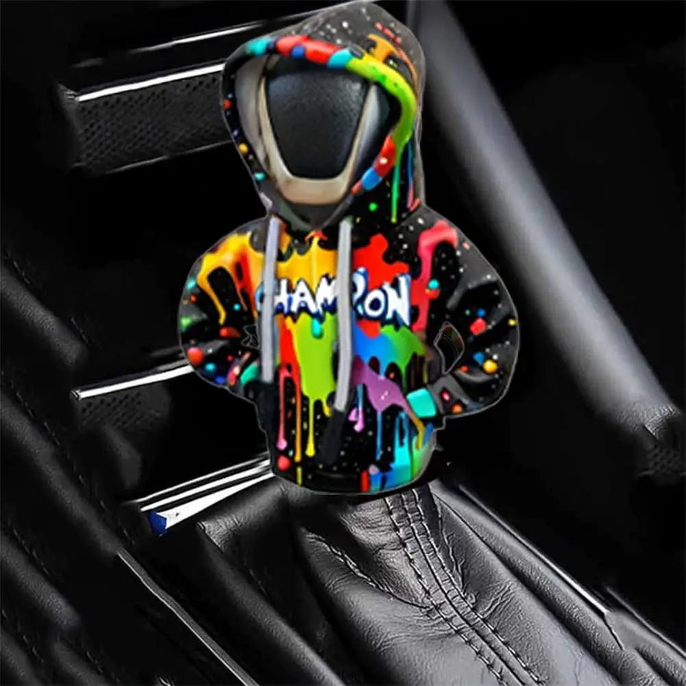 الإبداعية الجمجمة سيارة ذراع السرعة مقنعين الملابس سيارة ذراع السرعة غطاء صغير هوديي سيارة الداخلية والعتاد التحول غطاء غبار #2