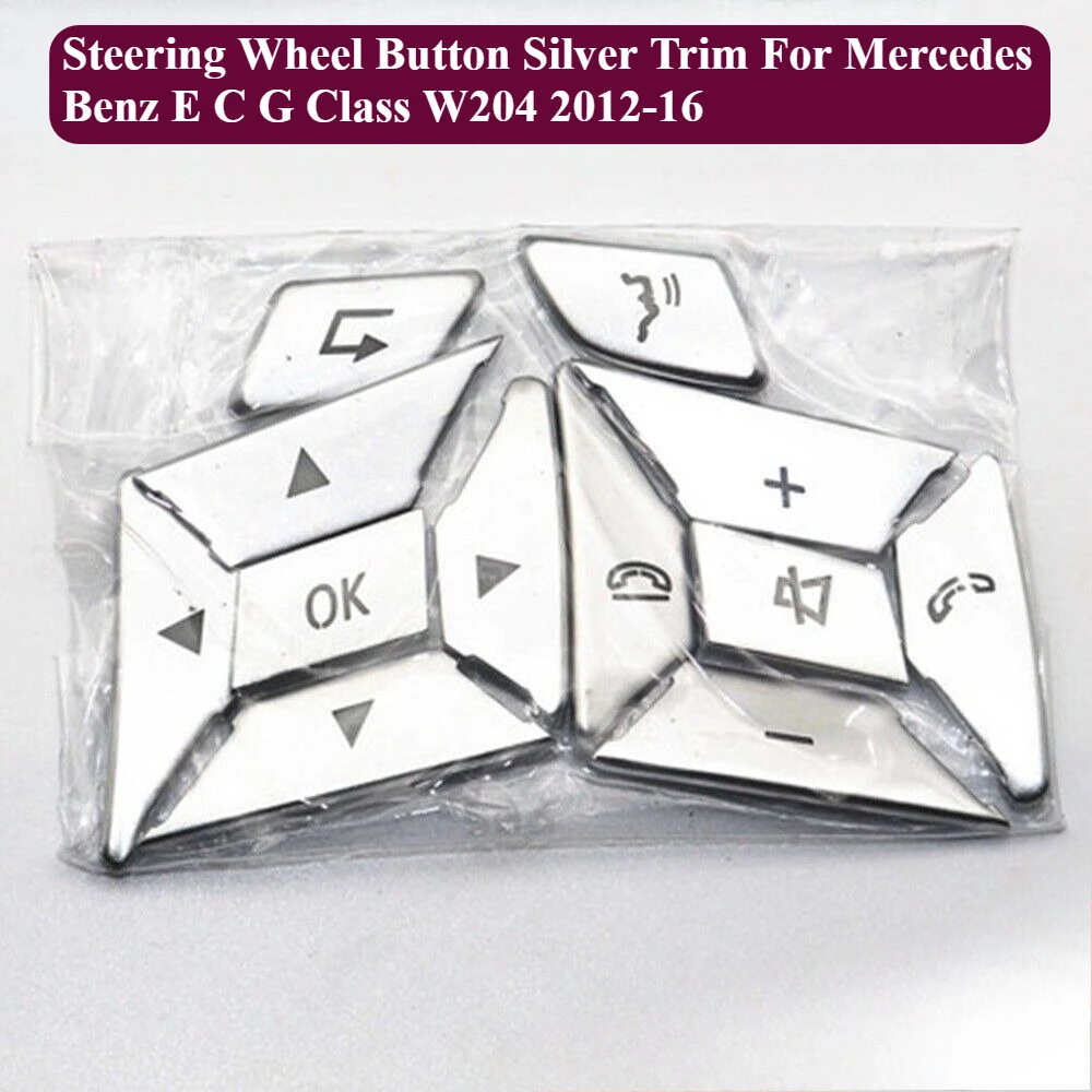 

12pcs/set Steering Wheel Button Silver Trim For Mercedes Benz E C G Class W204 2012-2016