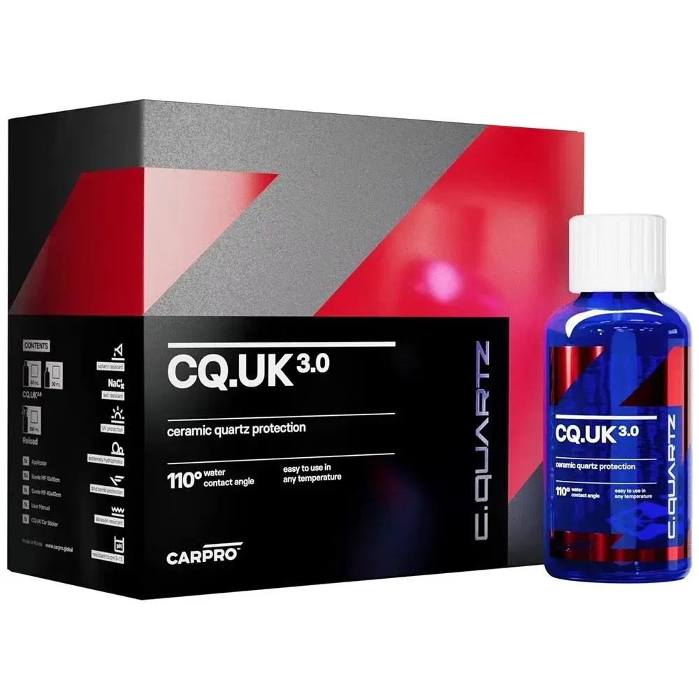 CARPRO CQUARTZ UK 3.0-Ceramic Coating for Cars, Quartz Based Nanotechnology, Bonds to Paint,Glass,Metal and Plastic-(30ml Kit)