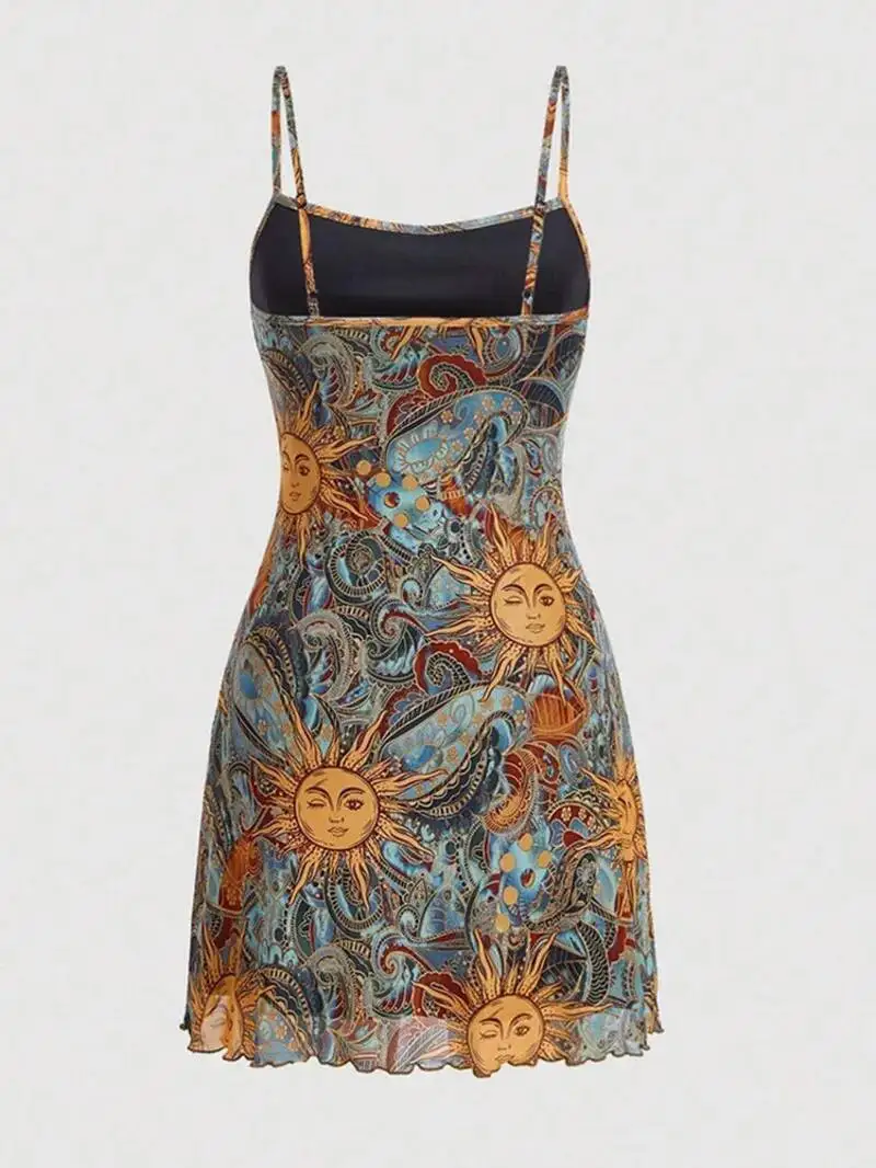 Dreeses الصيف أزياء Hotsweet الجرافيك طباعة تصميم أكمام ساحة الرقبة البسيطة عارضة كامي Milkmaid فساتين حريمي LL4A #3