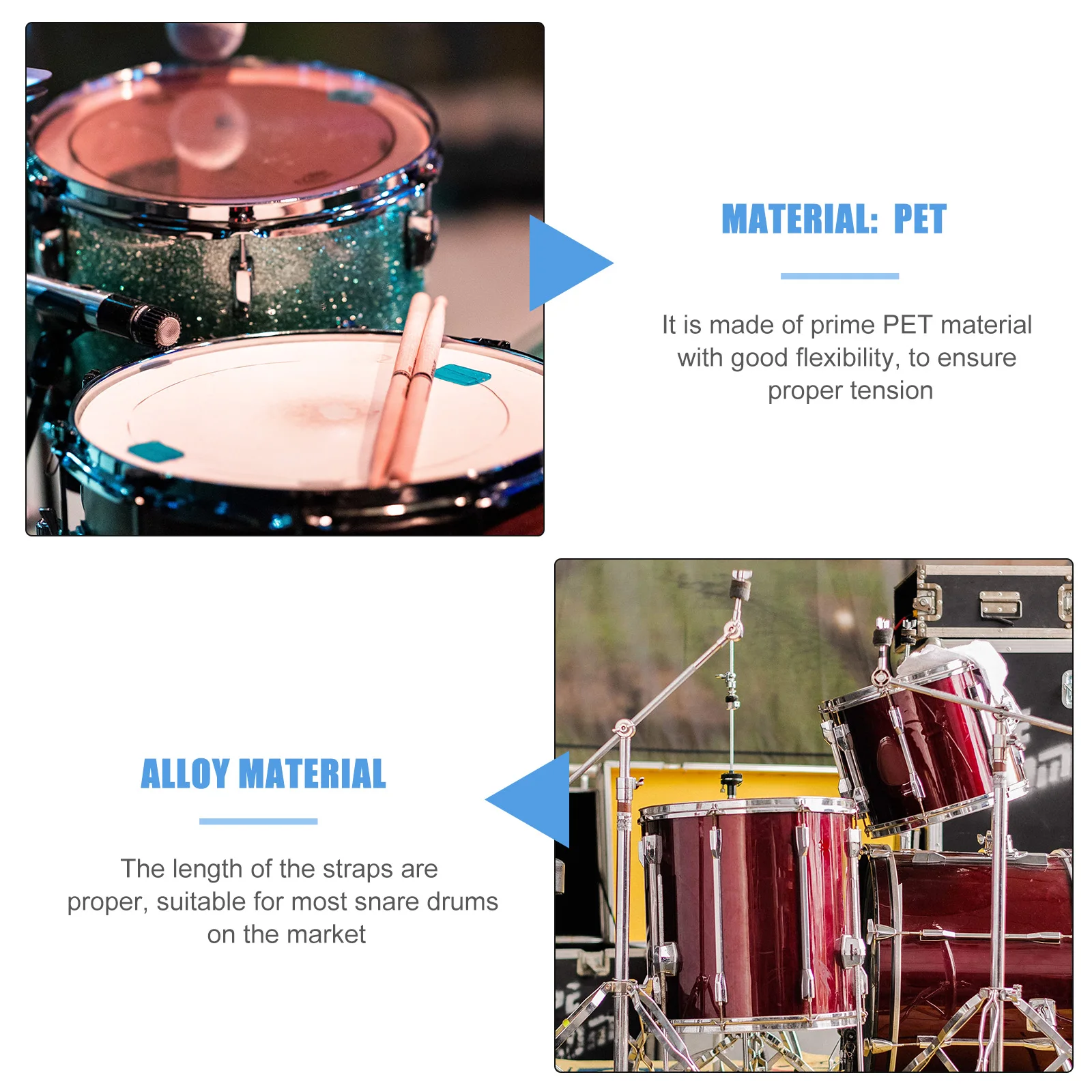 

6Pcs Snare Drum Wire Straps Pet Material Suitable For Most Snare Drums Mounting Accessories