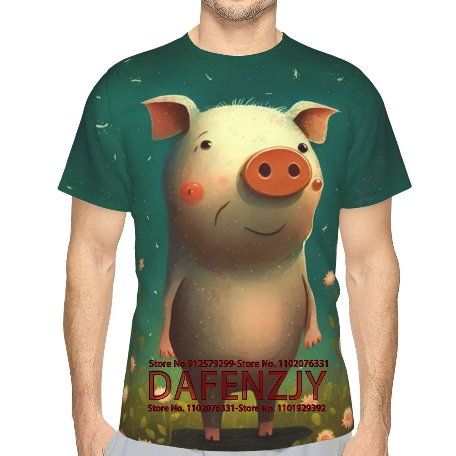 

Funny 3D Graphic Print T Shirts for Men Popular Novelty Animal Pig Short Sleeve T-Shirt Summer Comfy Casual Tee Tops