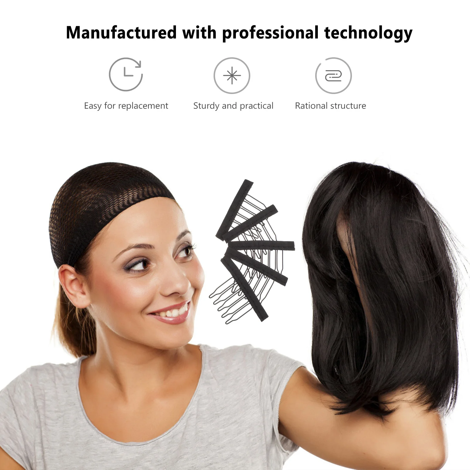 

25Pcs Steel Claw Spring Comb Clips 6-Teeth Design for Hair Extension Fixing Caps DIY Making Accessories