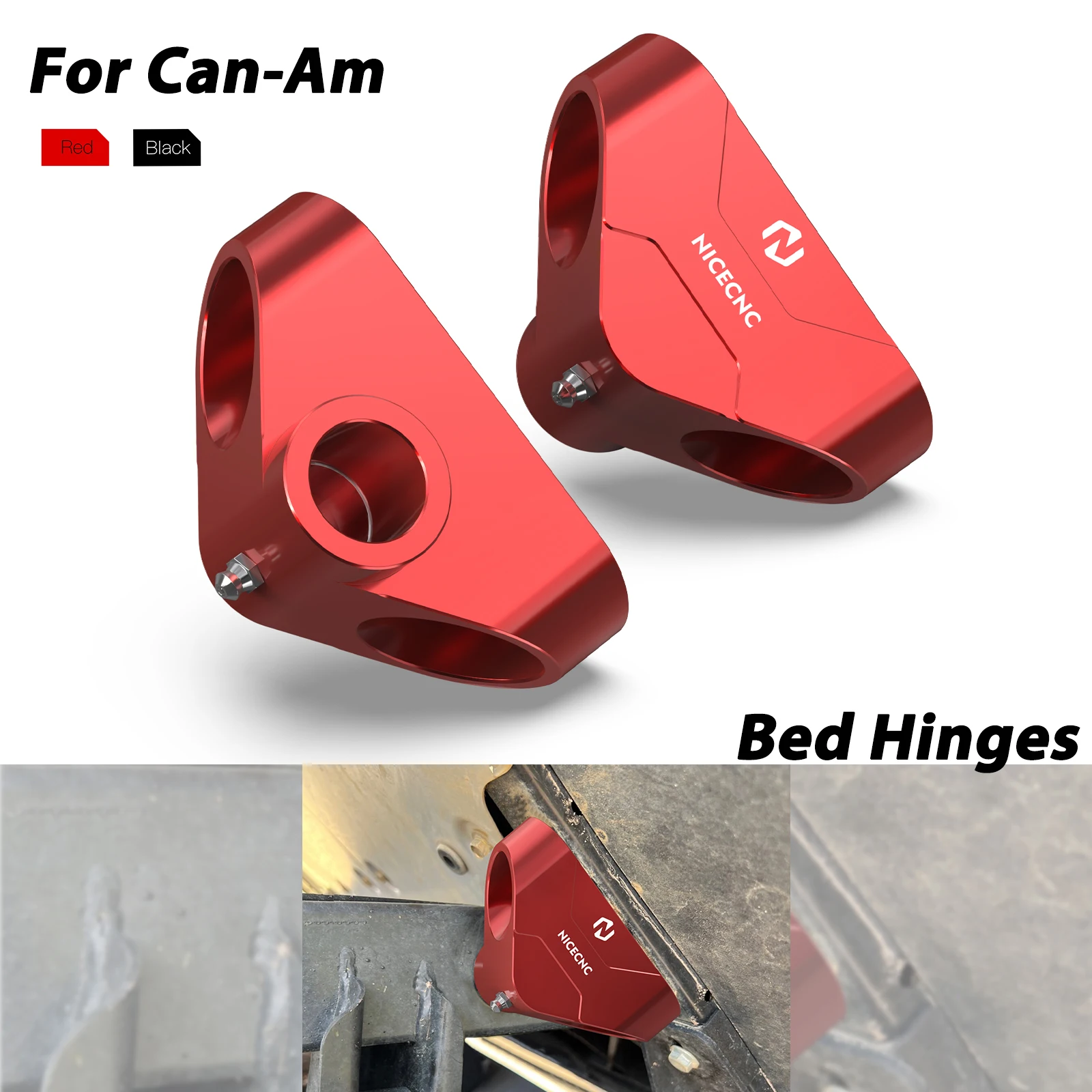 For Can-Am Defender bed hinges Aluminum 2PCS Support Pivot For Can-Am Defender HD8 HD10 HD5 Max Commander 1000R UTV Accessories